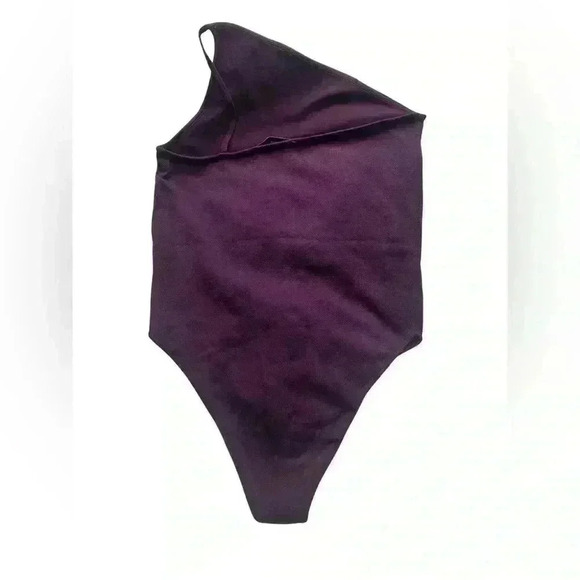 Zara Purple One Shoulder Spaghetti Strap Ribbed Bodysuit - Picture 5 of 7